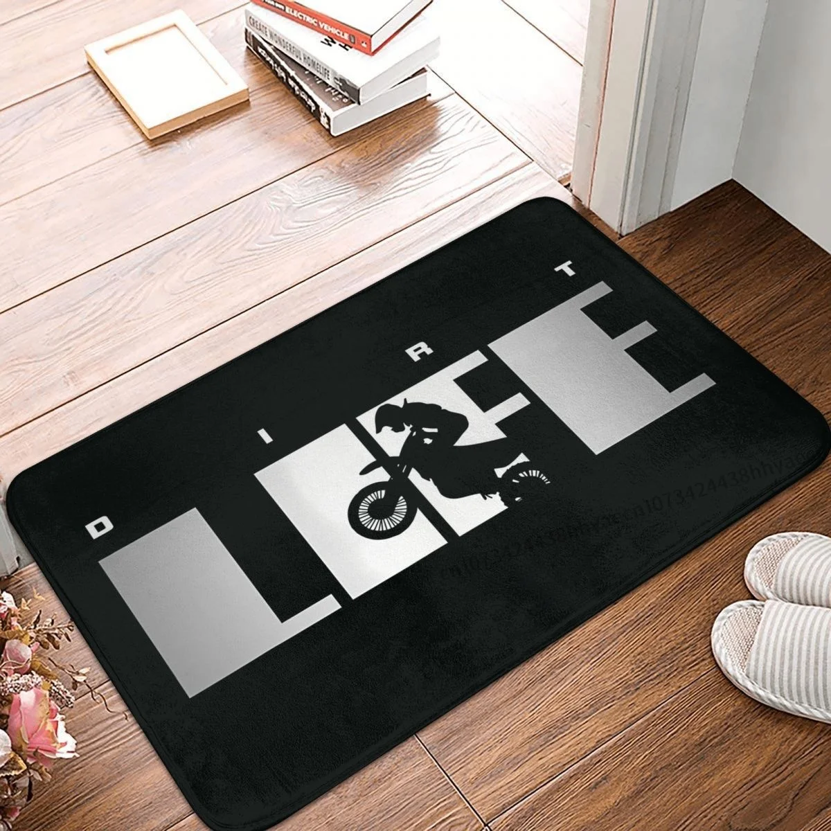 Dirt Bike Motocross Motor Sport Kitchen Non-Slip Carpet Bike Is Life Flannel Mat Entrance Door Doormat Home Decoration Rug