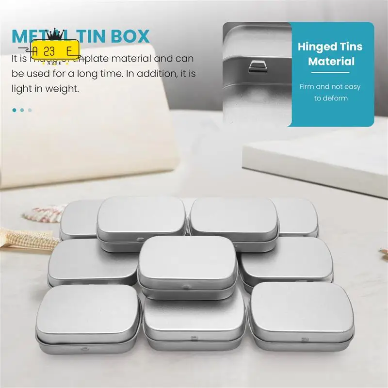 

A23E-Metal Containers-12 Pack Metal Tin Box Mini Portable Box Containers For Drawing Pin, Bead Earring Jewelry Storage