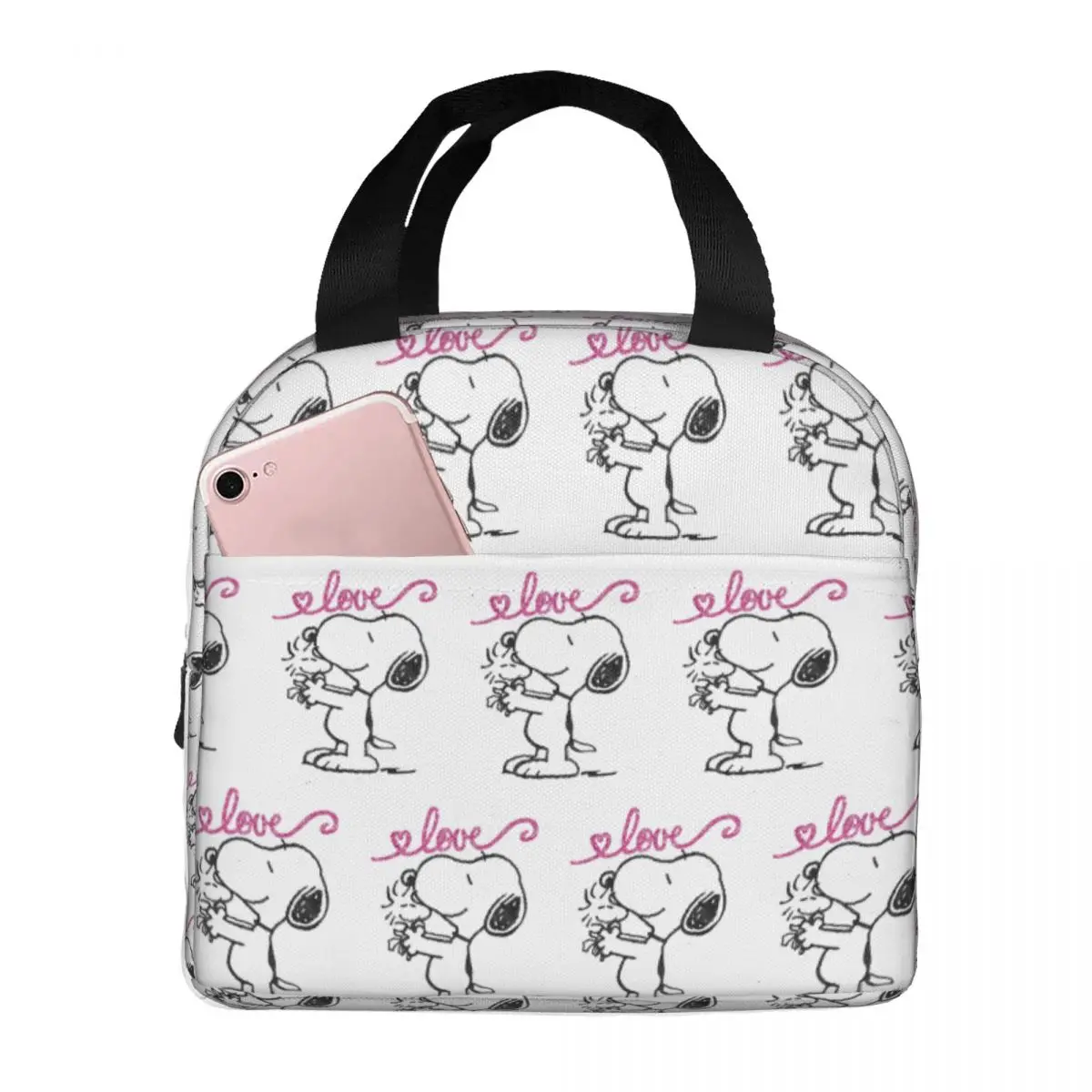 Snoopy Woodstock Mother's Love Insulated Lunch Bags Portable Cartoon Lunch Container Thermal Bag Lunch Box Tote Beach Men Women