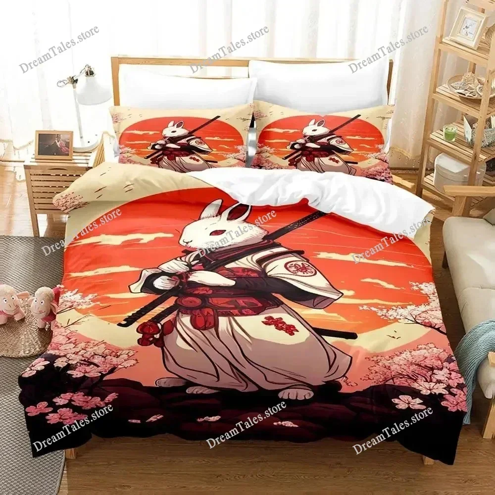 

Anime Samurai Rabbit Bedding Set Boys Girls Twin Queen Size Duvet Cover Pillowcase Bed Kids Adult Fashion Home Textileextile0299
