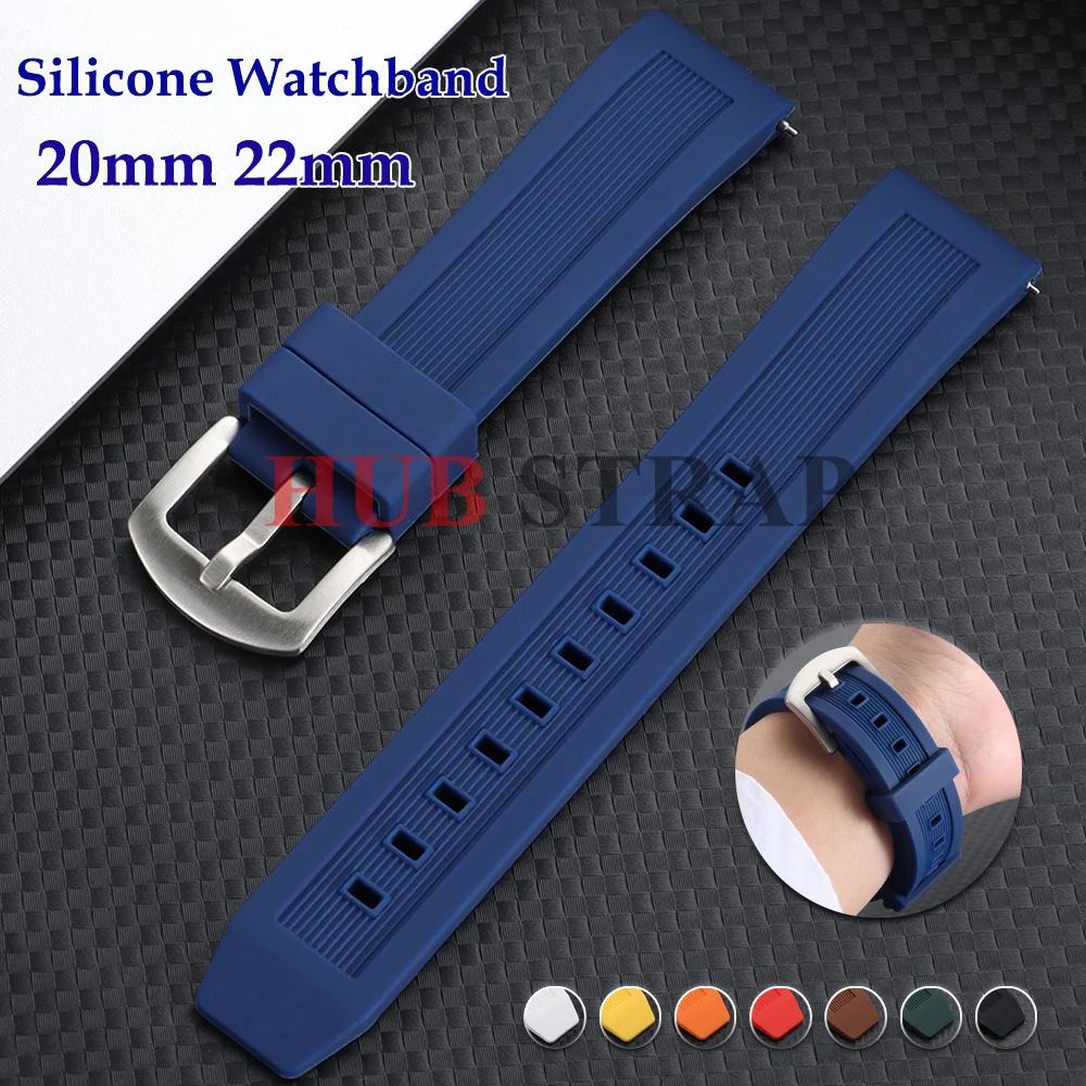 20mm 22mm Rubber Sports Watchbands Quick Release Silicone Watch Strap for Seiko for Tudor Bracelets Black Green Orange Wristband