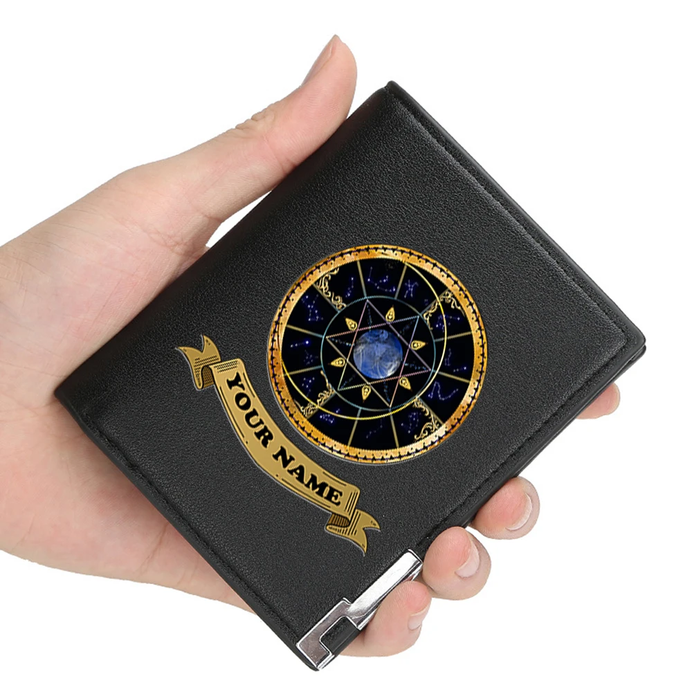 Personalisiertes klassisches Vintage-Astrologie-Design, personalisierbar mit Ihrem Namen oder Ihrem Text, kurzes Herren-Geldbörse mit Kartenhalter