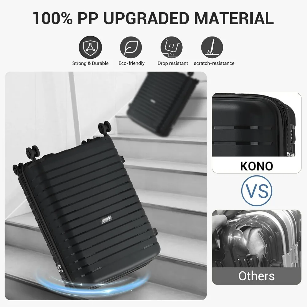 Expandable 20 Inch Spinner Luggage with Durable Hardside and Hidden Cup Holder, Lightweight for Travel