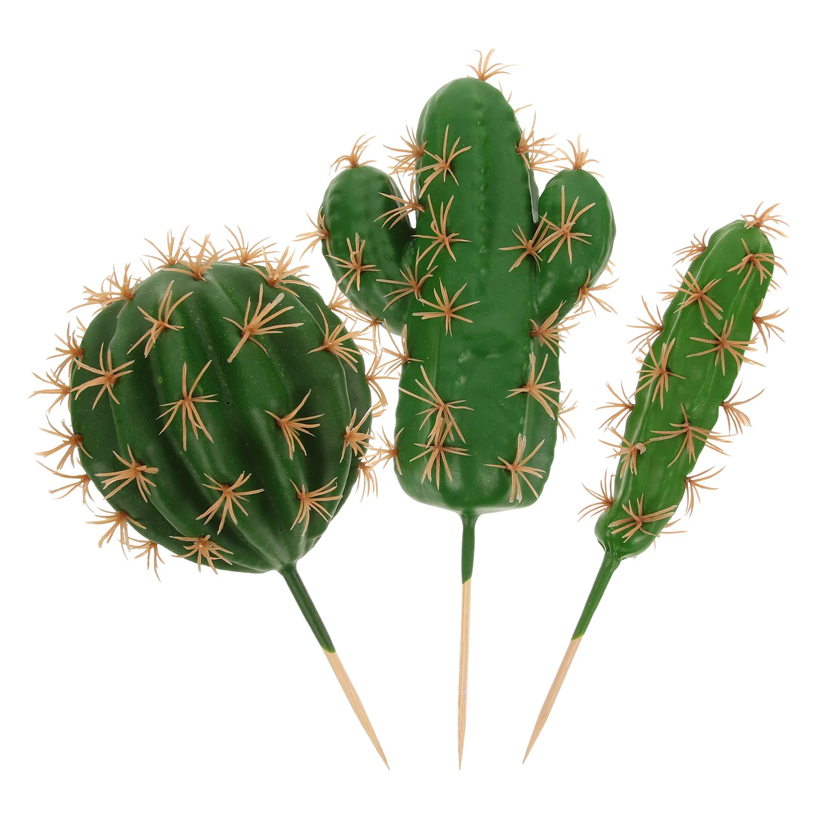 

3 Pcs False Cactus Top Hat Artificial Plant Picks 2450X1100X550CM Foam Wood Fake Stem Plants