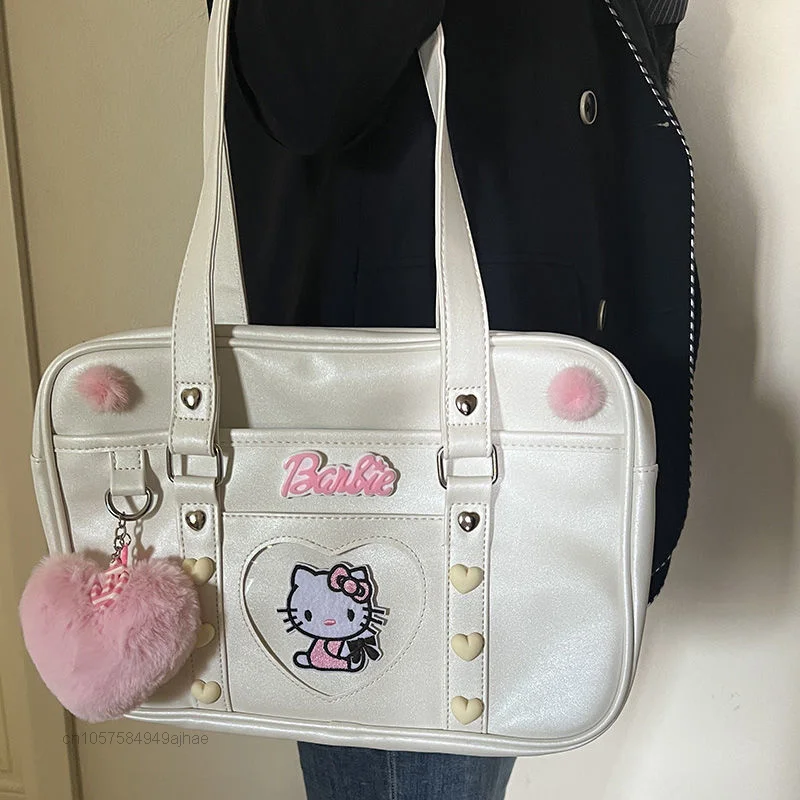 Sanrio New Bags Hello Kitty Luxury Design Handbags Women Fashion High Capacity Tote Bag Y2k College Lolita Shoulder Bags Handbag