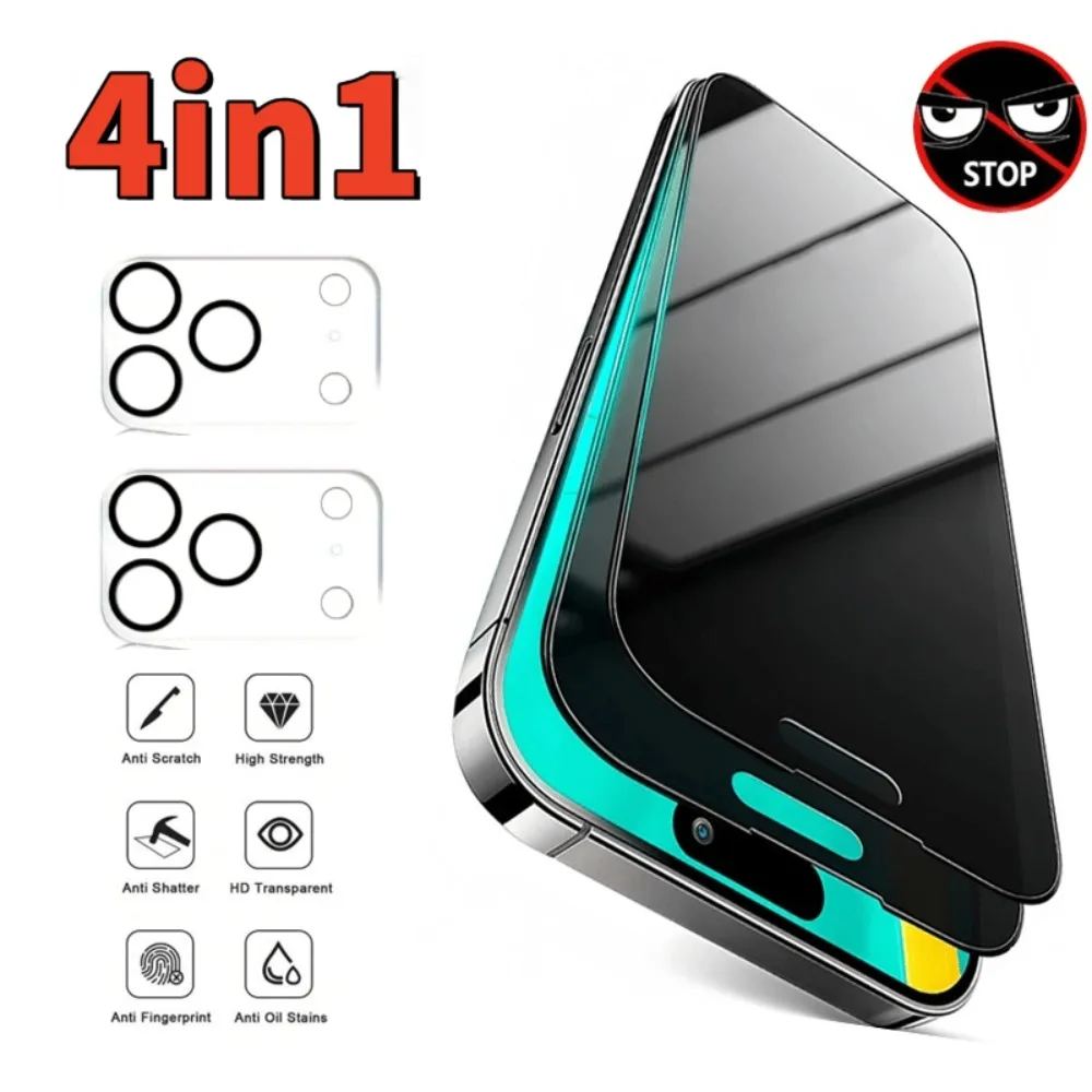 Закаленное стекло 4 в 1 для iPhone 17 16 15 14 Pro Max Air 13 12 Mini Camera Lens Film для iPhone 13 12 11 Pro 16 15 Plus
