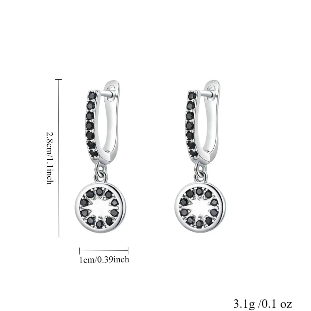 Black Awn 2026 New Hoop Earrings for Women Classic Silver Color Trendy Spinel Engagement Jewelry I355