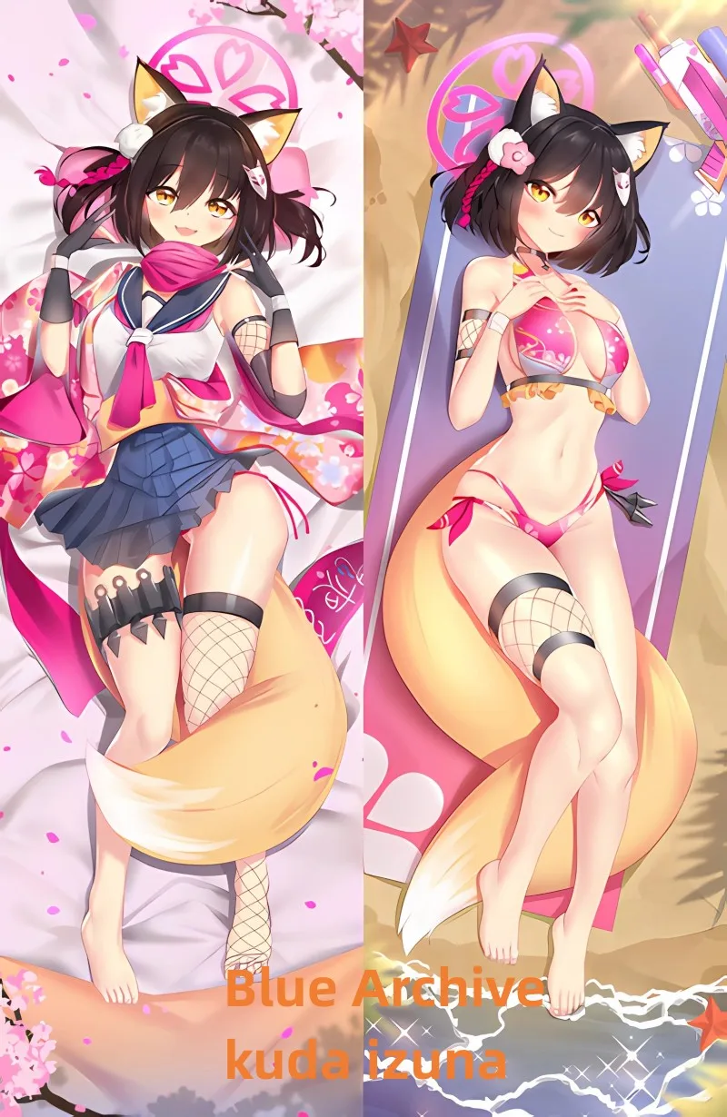 Dakimakura Anime Pillow Case Blue Archive kuda izuna Double-sided Print Of Life-size Body Pillowcase Gifts Can be Customized