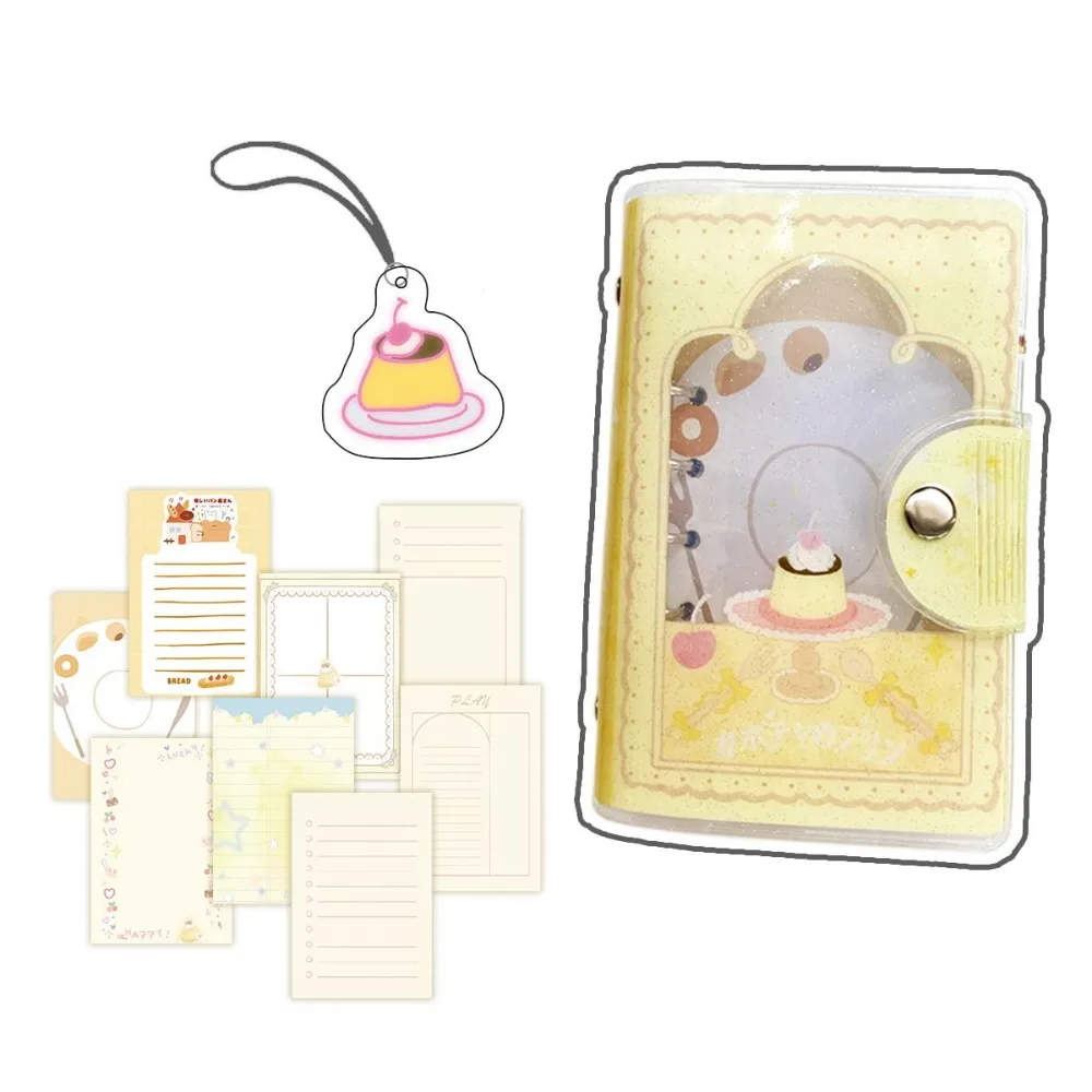 Girl Glitter A7 Size Binder Pudding Pocket Removable Four-Leaf Clover Binder PVC Material Stationery Loose-Leaf Notebook