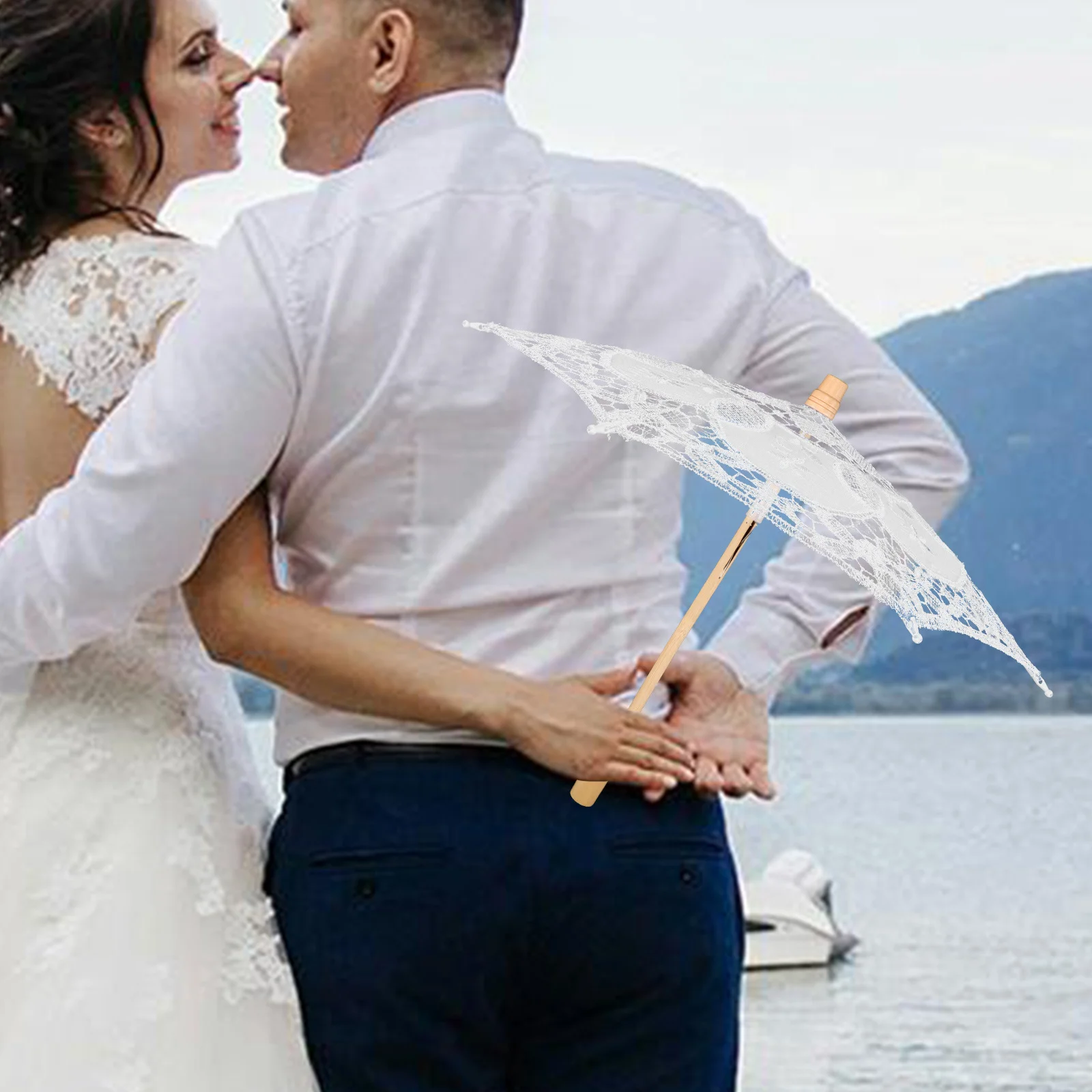 الدانتيل والتطريز الزفاف القطن مظلة خفيفة الوزن الزفاف المظلة التصوير الدعامة تغطية كبيرة العروس الديكور خمر #6