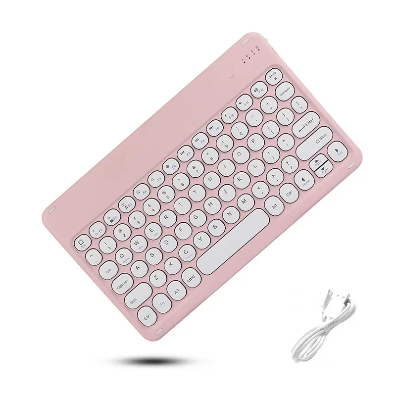 Teclado Recarregável Sem Fio, Compatível com Bluetooth, Espanhol, Hebraico, Coreano