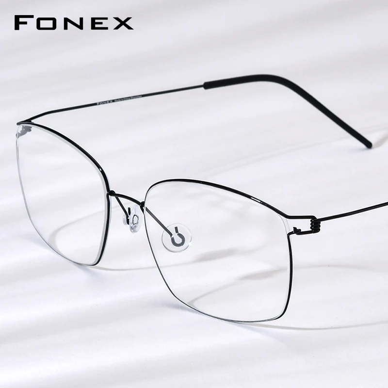 FONEX Titanium Alloy Eyeglasses Frame Men Brand Design Glasses Ultralight-Weight Denmark Korea Morten Screwless Eyewear 98624