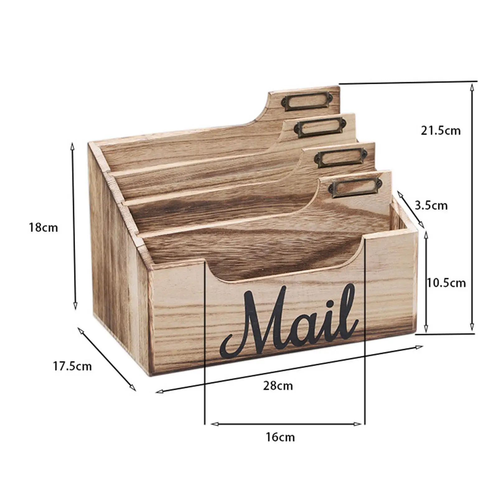 Mail Holder Desktop File Sorter Organizer 4 Compartment Wooden Letter Storage for Apartment Workspace