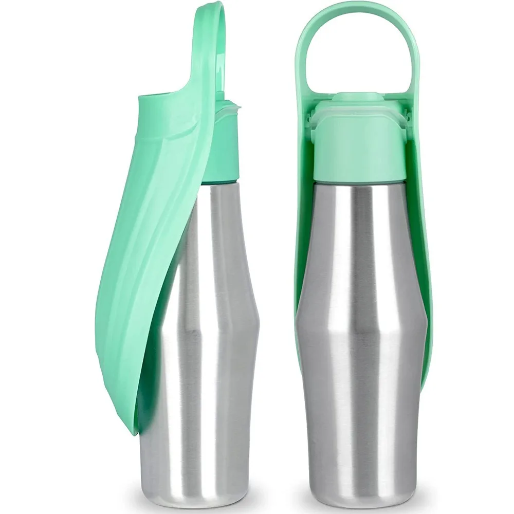 Portable Pet Water Bottle, Stainless Steel Dispenser, Leak-proof, Dogs, Outdoor