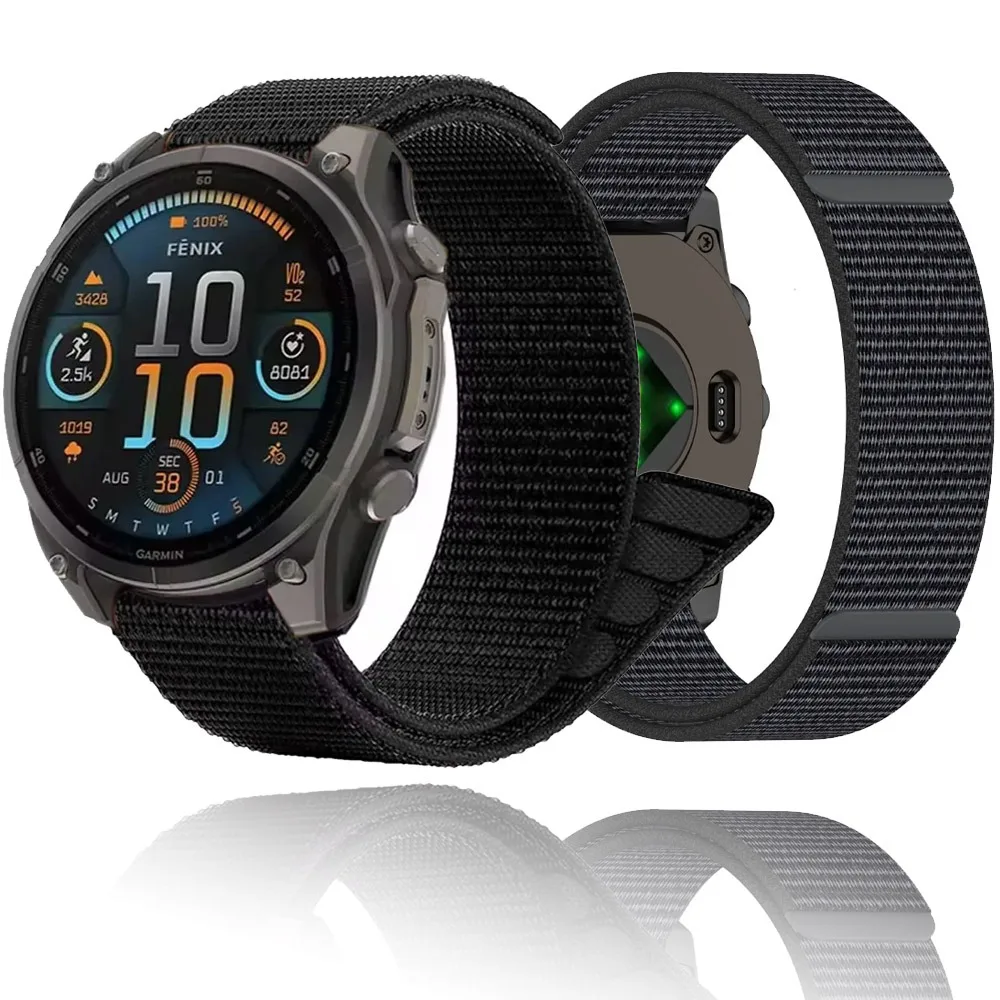 26 mm 22 mm 20 mm Nylonarmband für Garmin Fenix 8 Hakenschlaufe Sport Bequemes Band Fenix E 7X Enduro3/Quatix7 Pro Forerunner 965 970