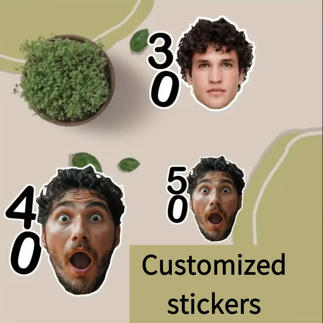 

Custom Age Face Stickers Personalized Funny Birthday Bachelorette Party Decorations for Cups Cake Toppers Party Signs
