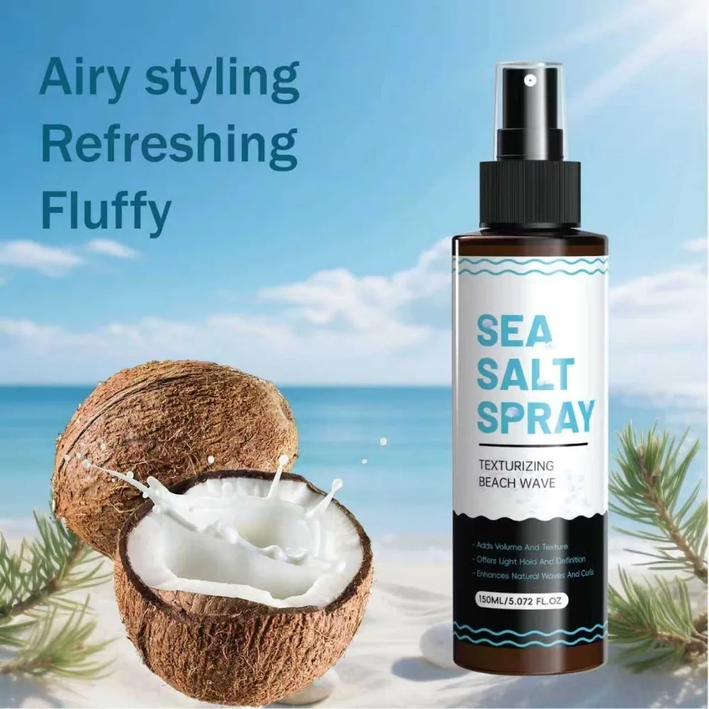 

Спрей с морской солью, с экстрактом кокоса, пушистый освежающий безмасляный спрей для мытья волос, вьющиеся вьющиеся волосы, для мужчин и женщин, рождественский ежедневный подарок