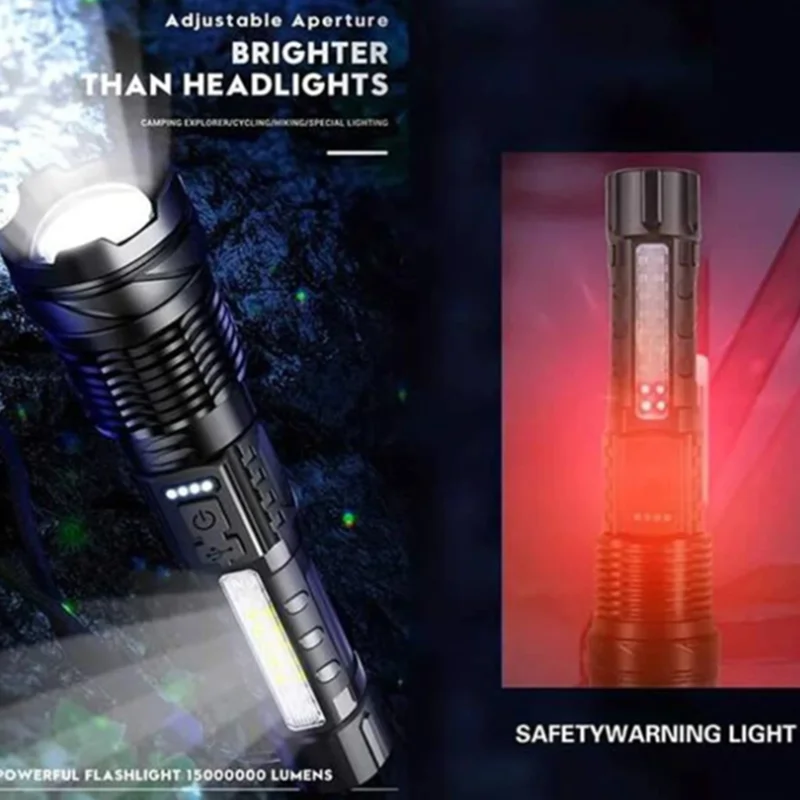 1PC Multi-Functional LED Display Flashlight Titanium Laser Torch/Super Powerful Rechargeable Torch Camping Flood Light LT037