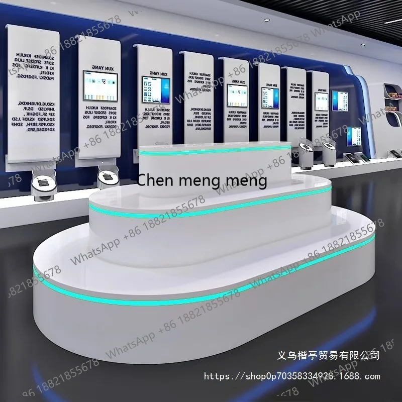 

Exhibition hall display stand flower shop shelf display case, round luminous display stand special-shaped