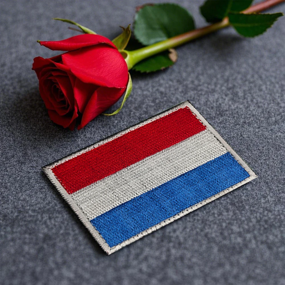 Luxembourg  Flag Embroidered Patches Luxembourg Flag Tactical Fabric Patches With Hook&Loop Backing For Jacket Shoulder DIY