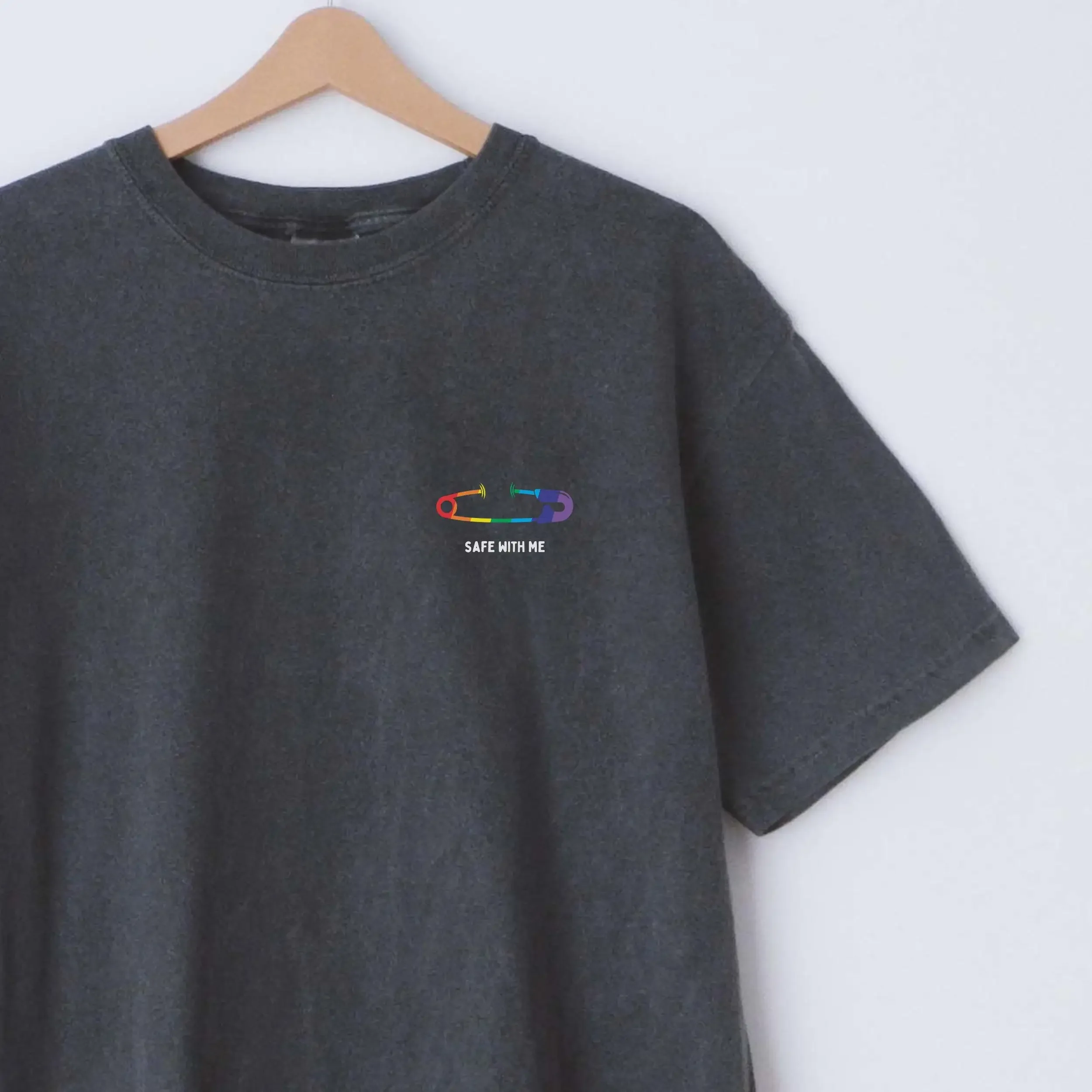 SAFETY PIN T Shirt Safe With Me Teacher Subtle LGBTQ Person Women s Rights Gay Trans Solidarity Symbol