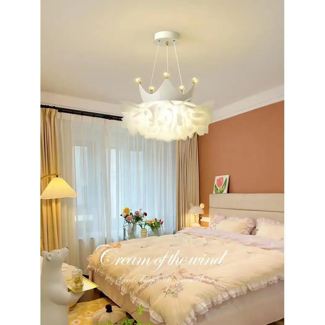 Bedroom ceiling light  personality petal flower children's room warm romantic cream style simple bedroom light