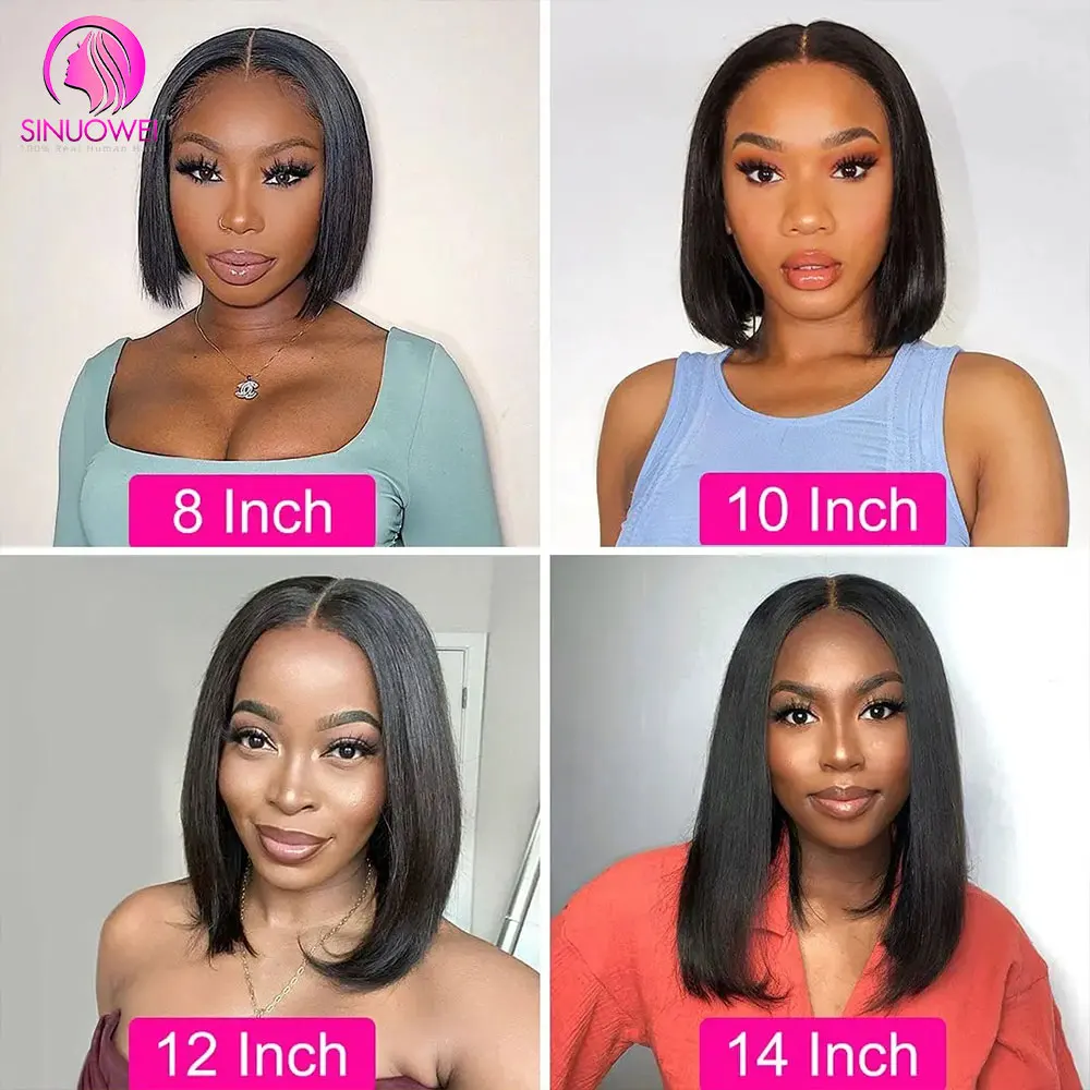 180% Density Bone Straight Short Bob Wigs Transparent 13x4 Lace Frontal Human Hair Wigs Brazilian Lace Front Wigs For Women