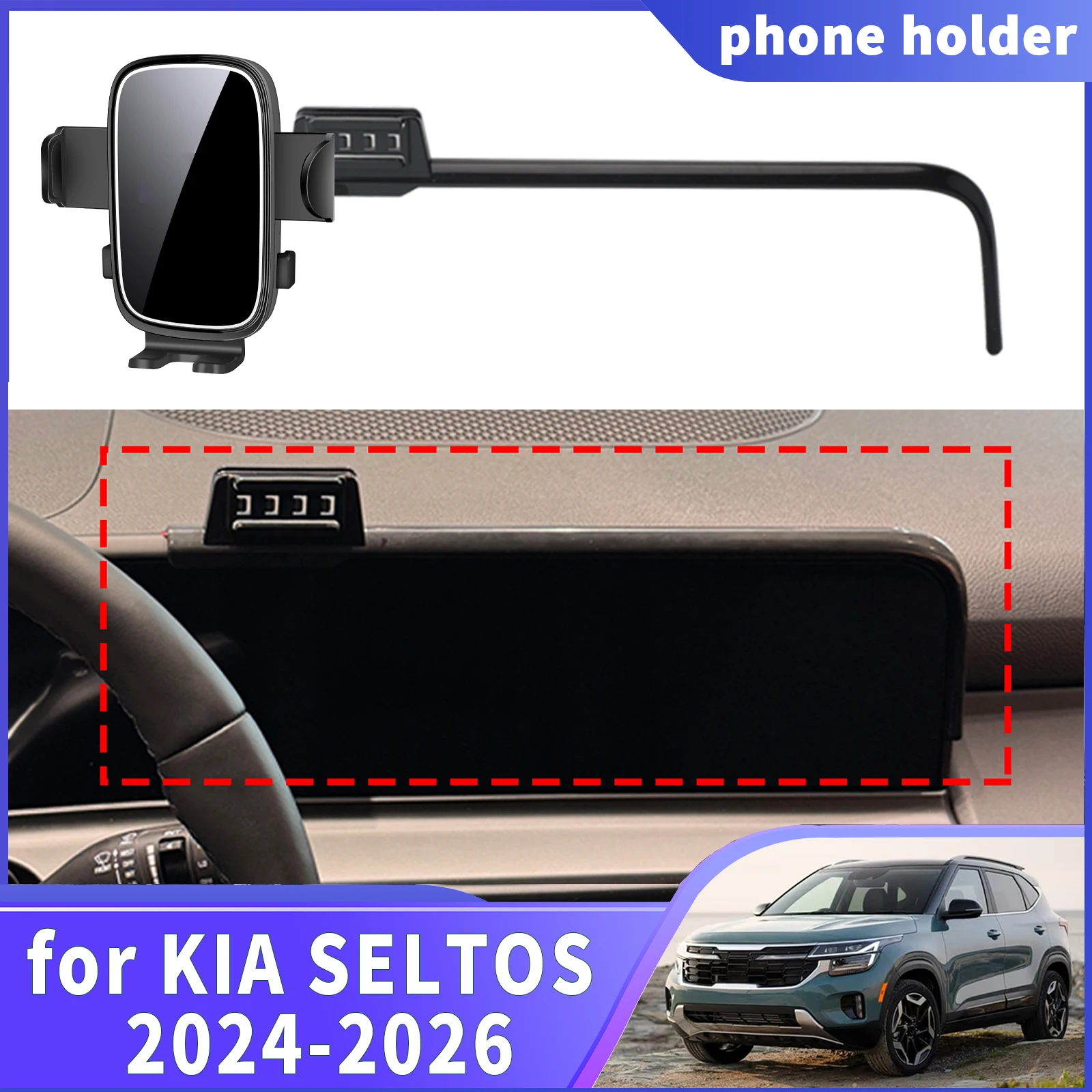 Suporte de Telefone para Navegação Personalizado para KIA SELTOS 2024 2025 2026 - Acessórios Automotivos