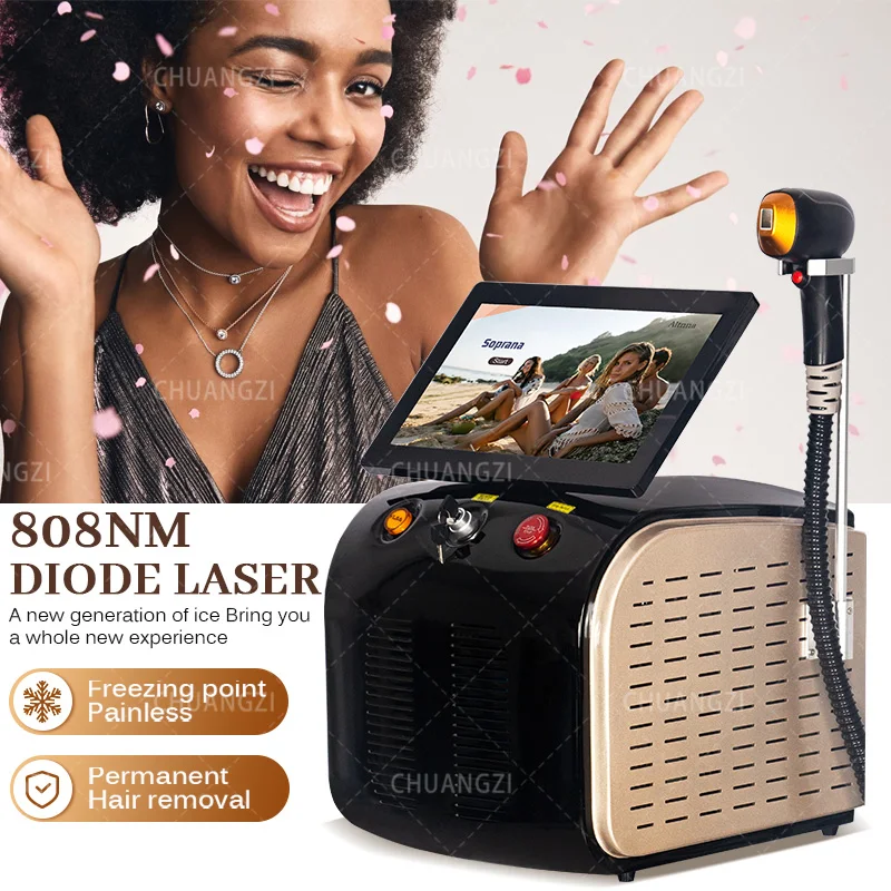 

New Freezing Point Painless And Permanent Hair Removal Machine Advanced Cooling Technology Skin Reiuvenation 808nm Diode Laser