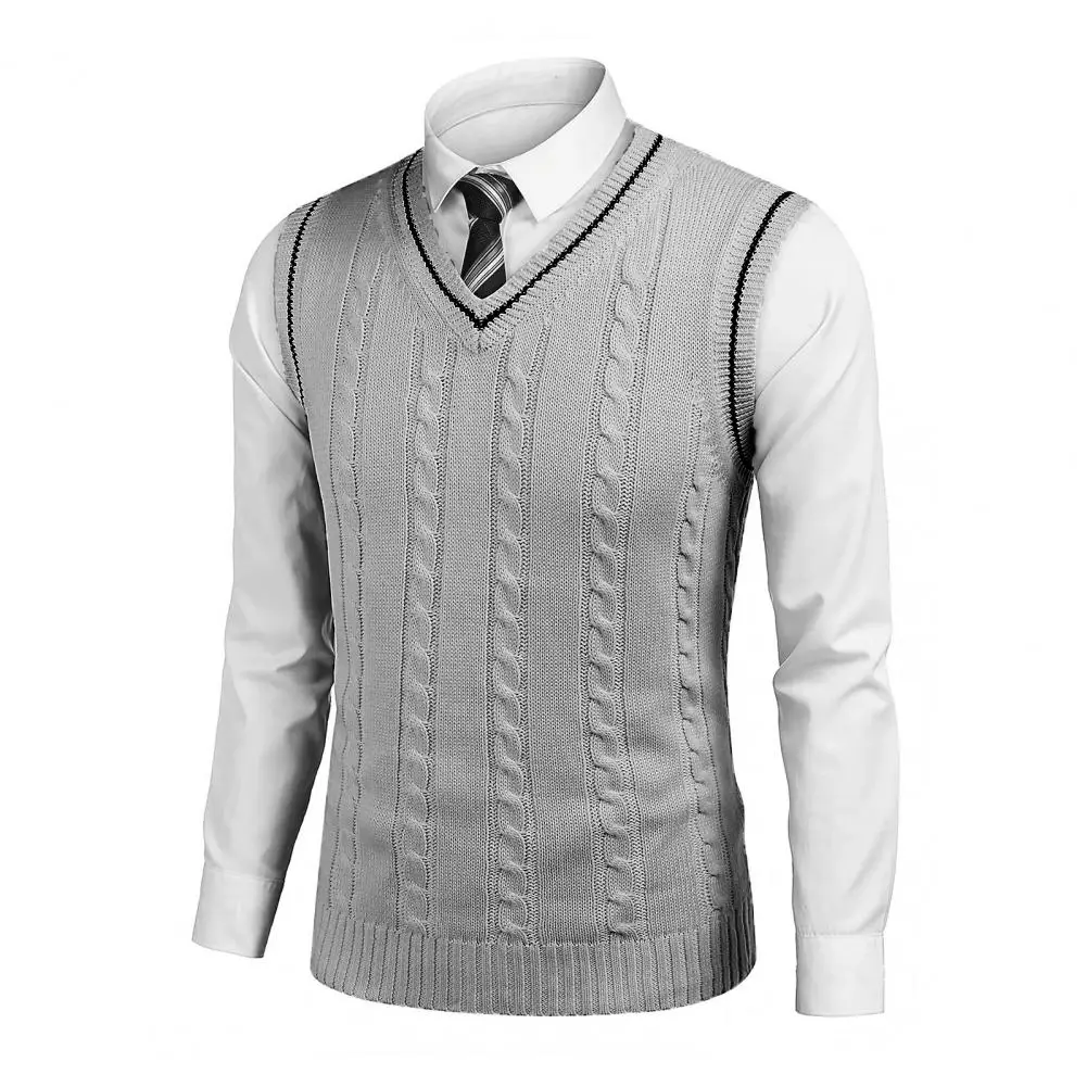 Sweater Vest Men V Neck Sleeveless Sleeveless Knitted Sweaters Vests Slim Fit Mid Length Thickened Korean Fashion Retro Vest
