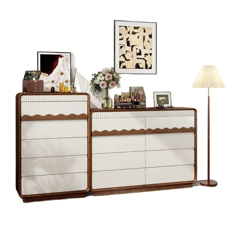 Medieval style chest of drawers, living room against the wall eight-bucket solid wood locker