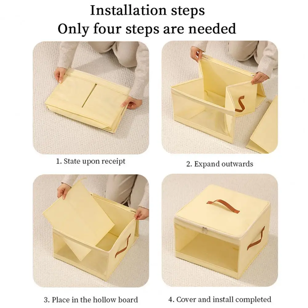 Foldable Clothing Storage Box Collapsible Storage Bin with Clear Window Reinforced Handles Zippered Comforter Storage Bag