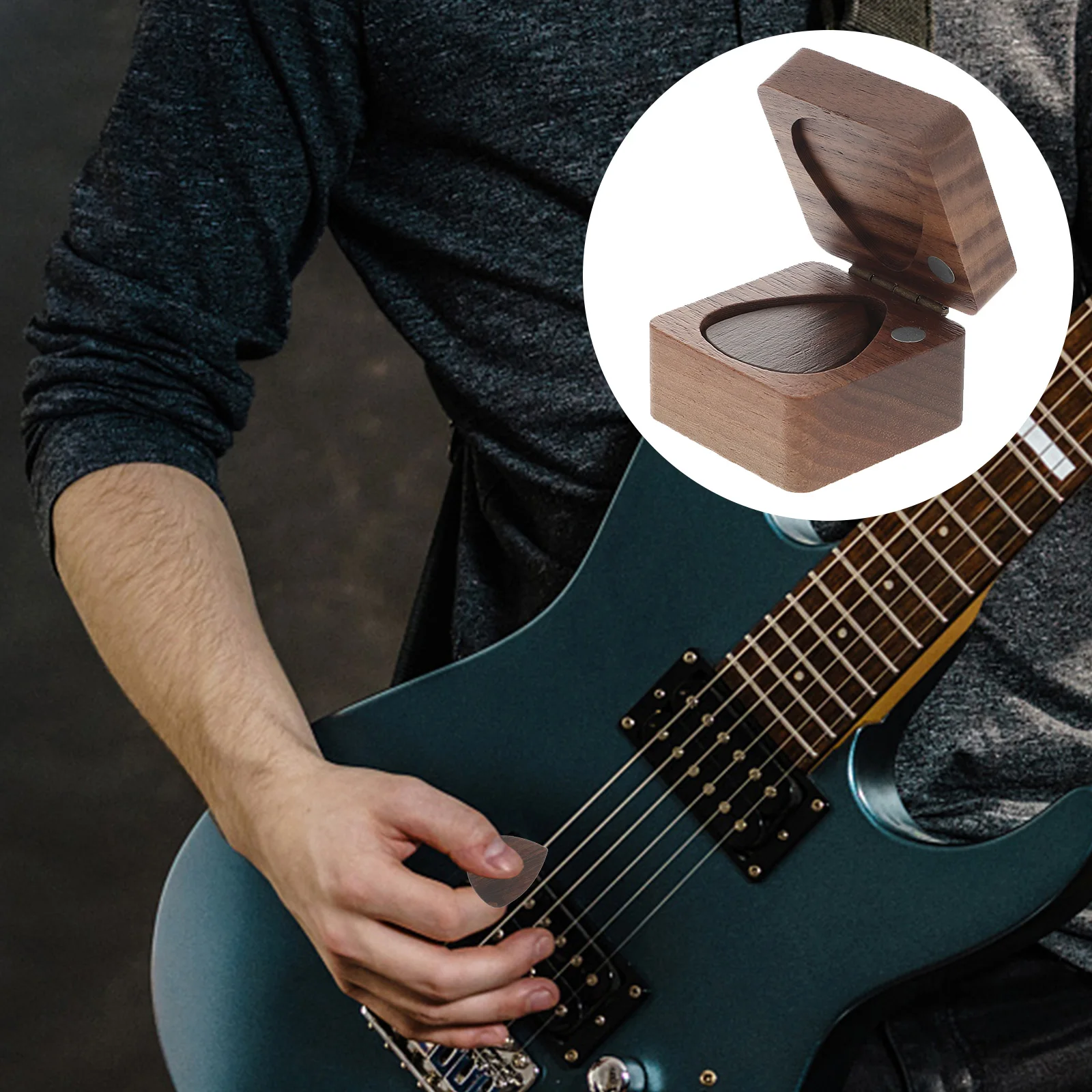 

Pick Storage Box Plectrum for Acoustic Guitar Plectrums Electric Wood Picks Solid Unique