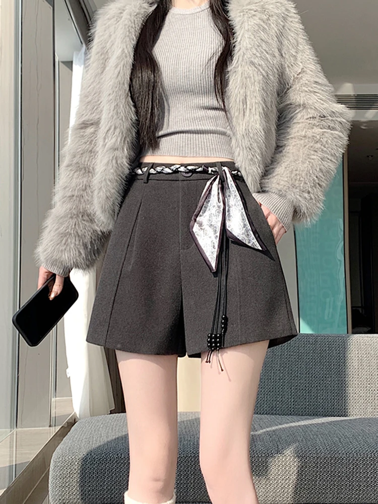 High Waist Wide Leg Woolen Casual Pants Women's Autumn Winter Faionable Versatile Bootcut Trousers Straight Leg Pants