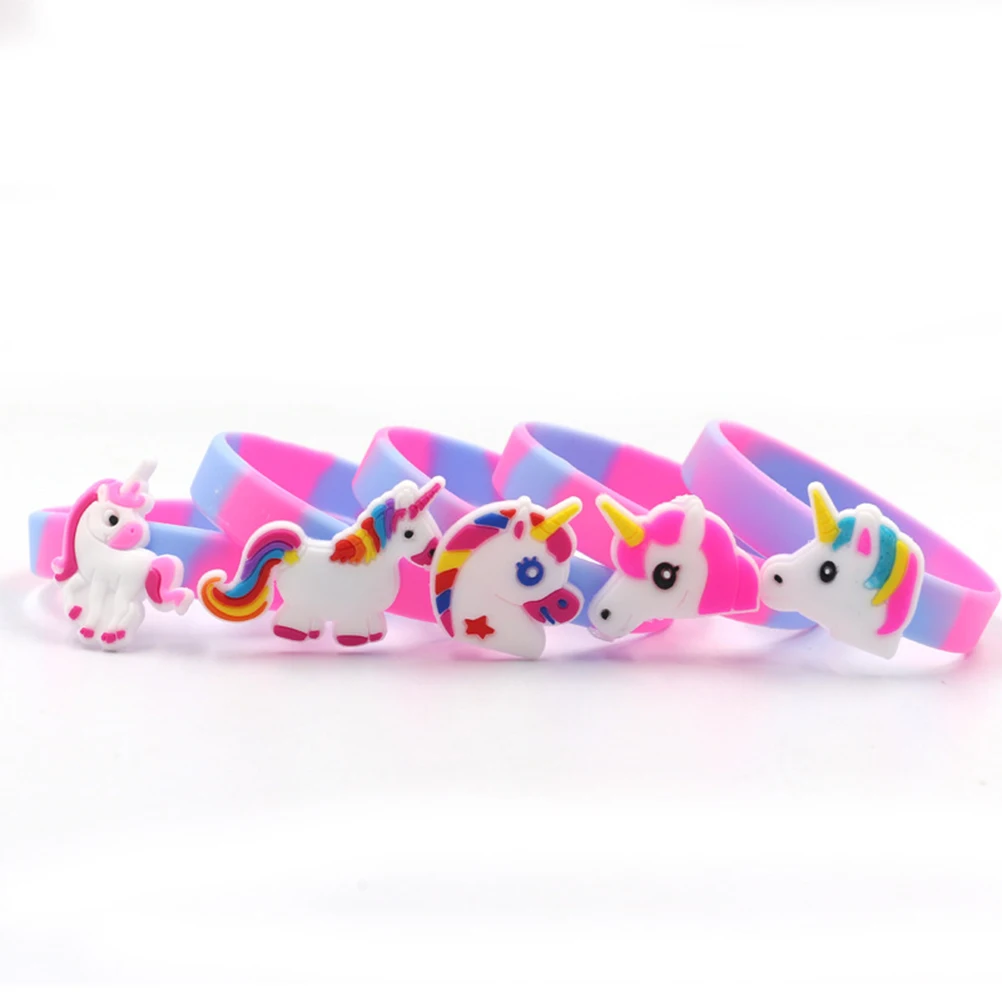 

10Pcs Children Unicorn Style Bracelet Colorful Wristbands Decoration Kids Cosplay Silicone Bracelet Hand Rings for Gifts Birthda