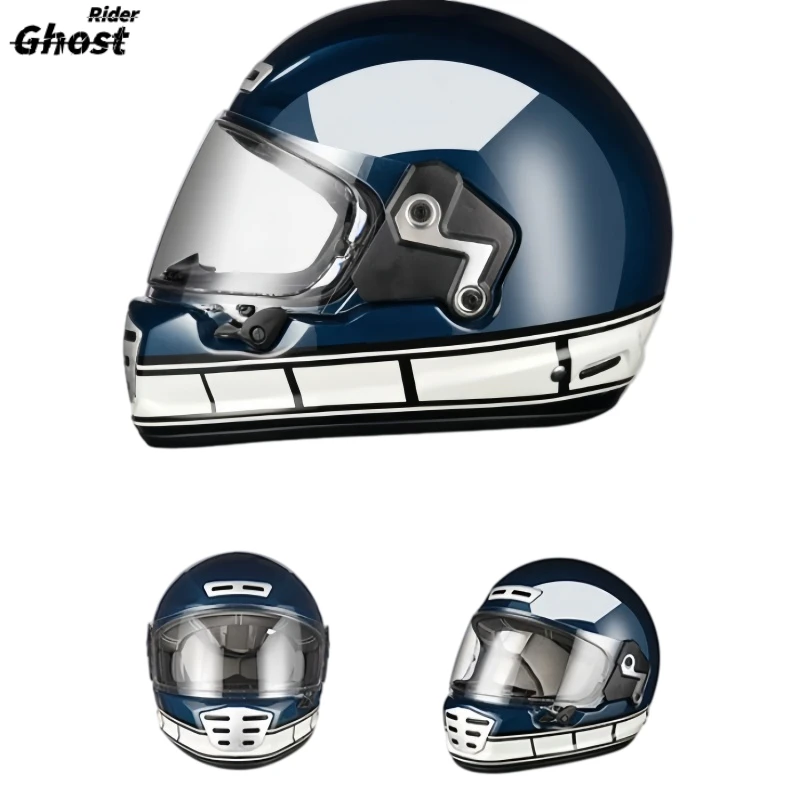 RS-1Fiberglass Full‑Face Motorcycle Helmet, Lightweight  with Clear Visor, Safety Helmet for Commuting & Touring, XS‑2XL