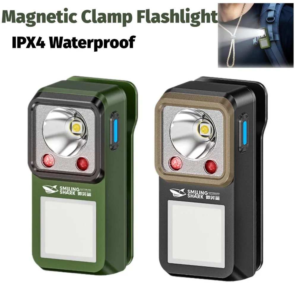 LED Magnetic Clamp Flashlight Outdoors Ultra-long-lasting Lighting Work Emergenc Lamp Clip-on Rechargeable Camping Hiking Light