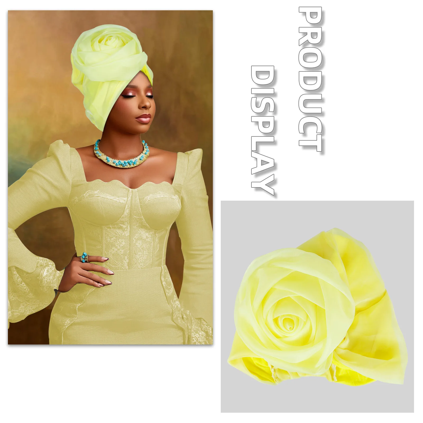 Indian Big Flower Turban Hijab African Lady Head Wraps Nigeria Party Headwear Wedding Headtie Cap Hat for Women Turbante Mujer