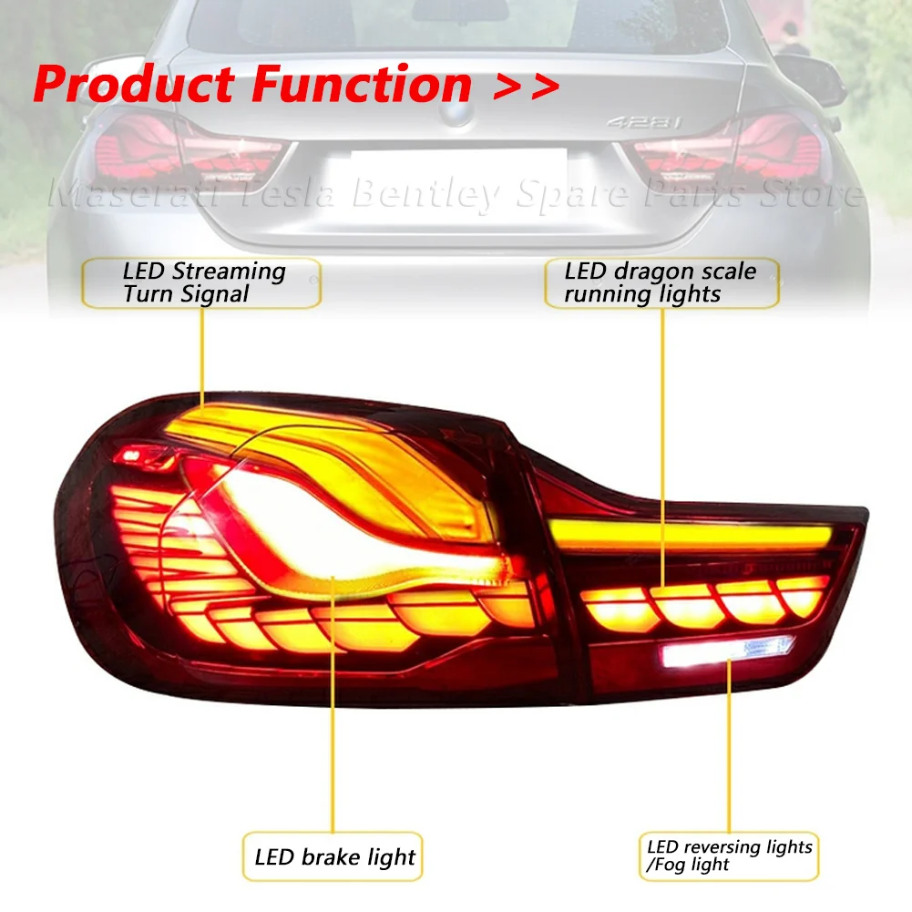 EJR Car Taillights Assembly for BMW 4 Series M4 2013-2020 Dragon Scale Tail Light LED Turn Brake DRL Lamp GTS F32 F36 F82 F83