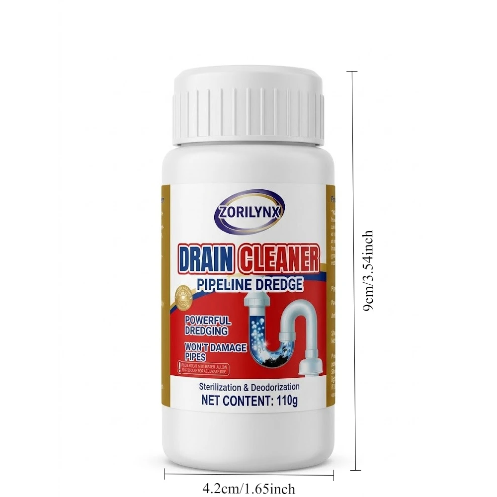 110g Drain Cleaner Powder, Powerful Pipeline Dredge Agent for Kitchen Sink Toilet Bathtub, Clog Remover Non-Damaging ZORILYNX view 6