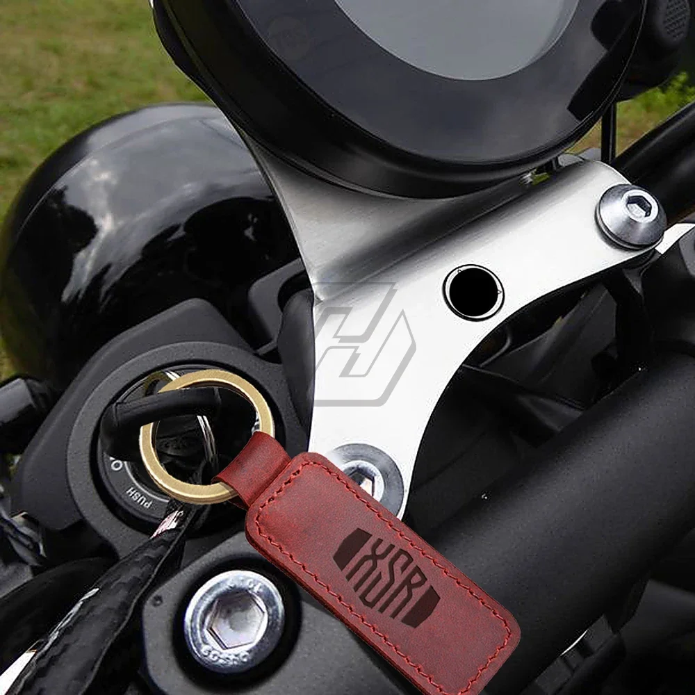 For Yamaha XSR 155 300 700 900 Keyring Motorcycle Cowhide Keychain Key Ring