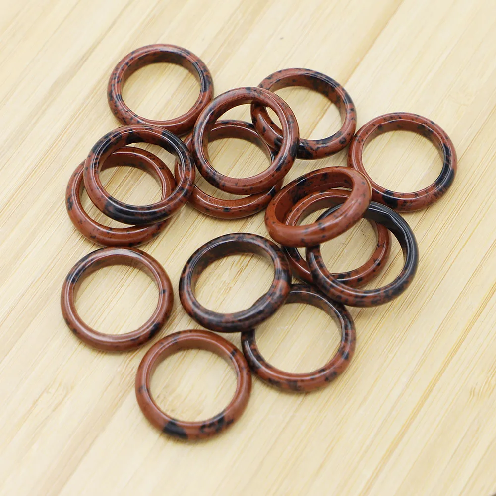 Free Shipping Natural 6mm Swan Stone Ring Unisex Simple Fashion Run Circle DIY Charm Jewelry Gift Accessories Wholesale 10Pc/Lot