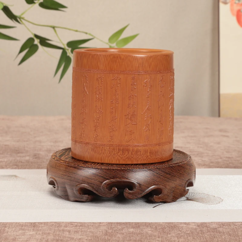 Chinese Solid Wood round Base Display Stand for Fish Tank Porcelain Teapots Buddha Figurines Valuable