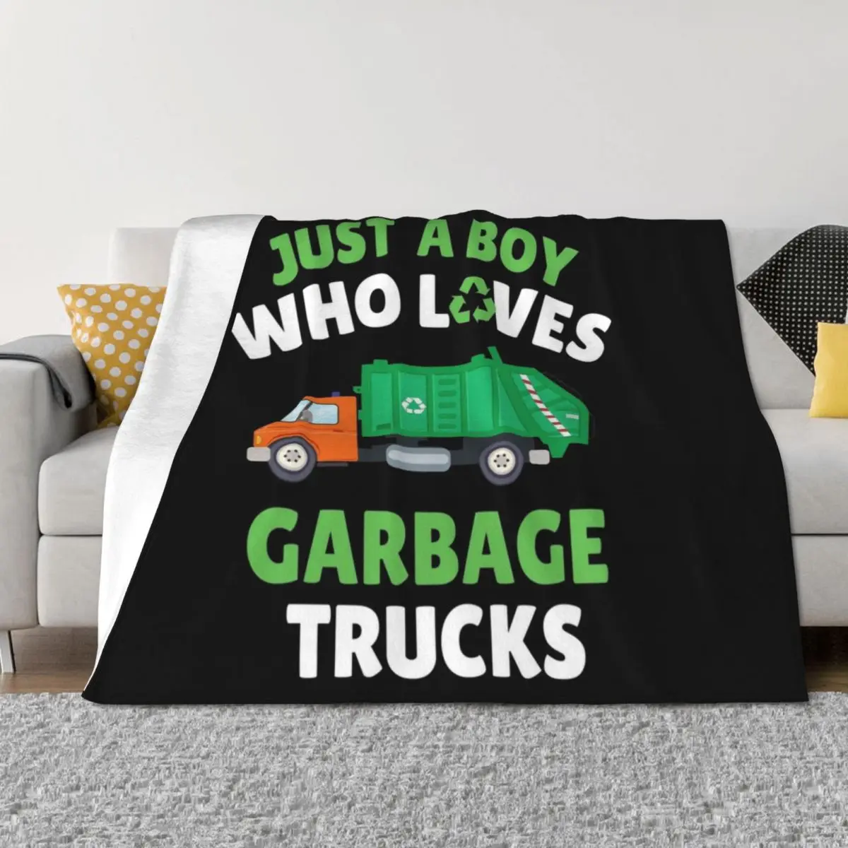 

Just a boy who loves garbage trucks Throw Blanket Baby Polar Thermal Vintage Blankets