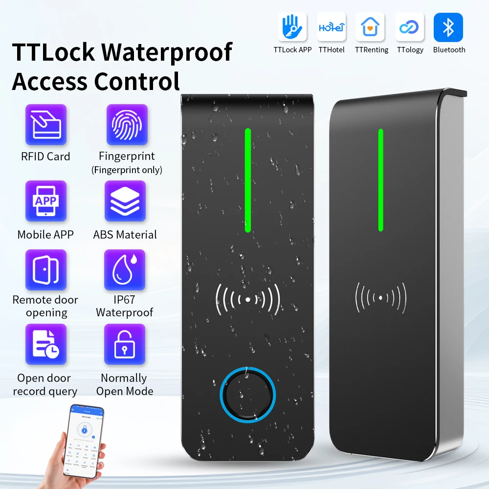 AN90-TT IP67 Waterproof TT-lock Smart Lock Access Control Keypad Outdoor Fingerprint Passcode Bluetooth 13.56Mhz Card App Unlock