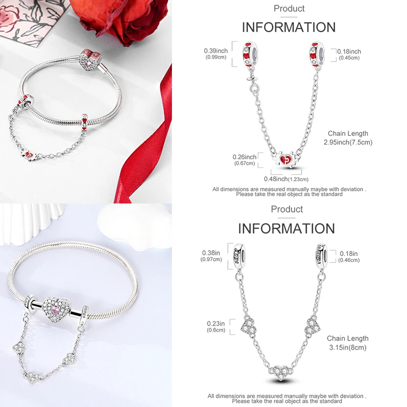 925 Sterling Silber Sicherheitskette Charm-Perlen Himmelskörper Mond Sonne Herz Marienkäfer Schleife DIY Armband Schmuck Geschenk für Frauen Mädchen – Detail 14