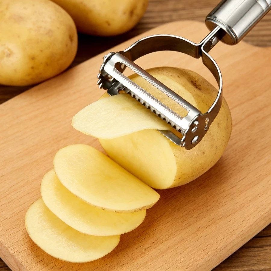 2-in-1 Stainless Steel Peeler & Grater | Multi-Function Slicer | Ideal for Potato, Carrot, Fruit & Veggie Kitchen Use - Detail 1