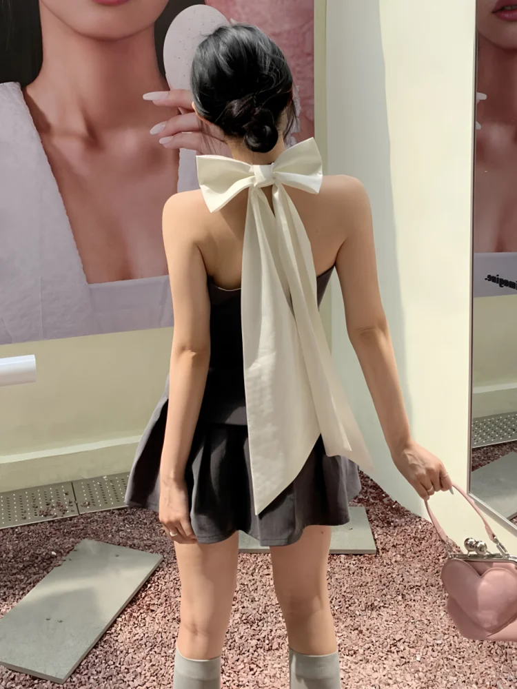 

Sexy Spicy Girl Knot ter Ne Vest Top And ort Skirt Two-Piece Set for Women Spring Season ay School Sle