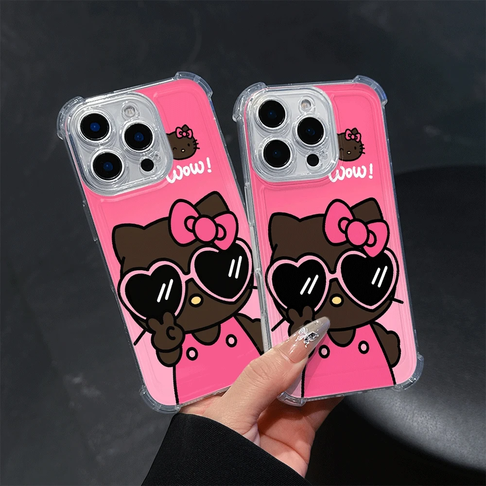 헬로키티 아이폰 15/16/15/14/13/12/11/x/xs/xs Max용 휴대폰 케이스, 소녀용 산리오 애니메이션 아이폰 케이스