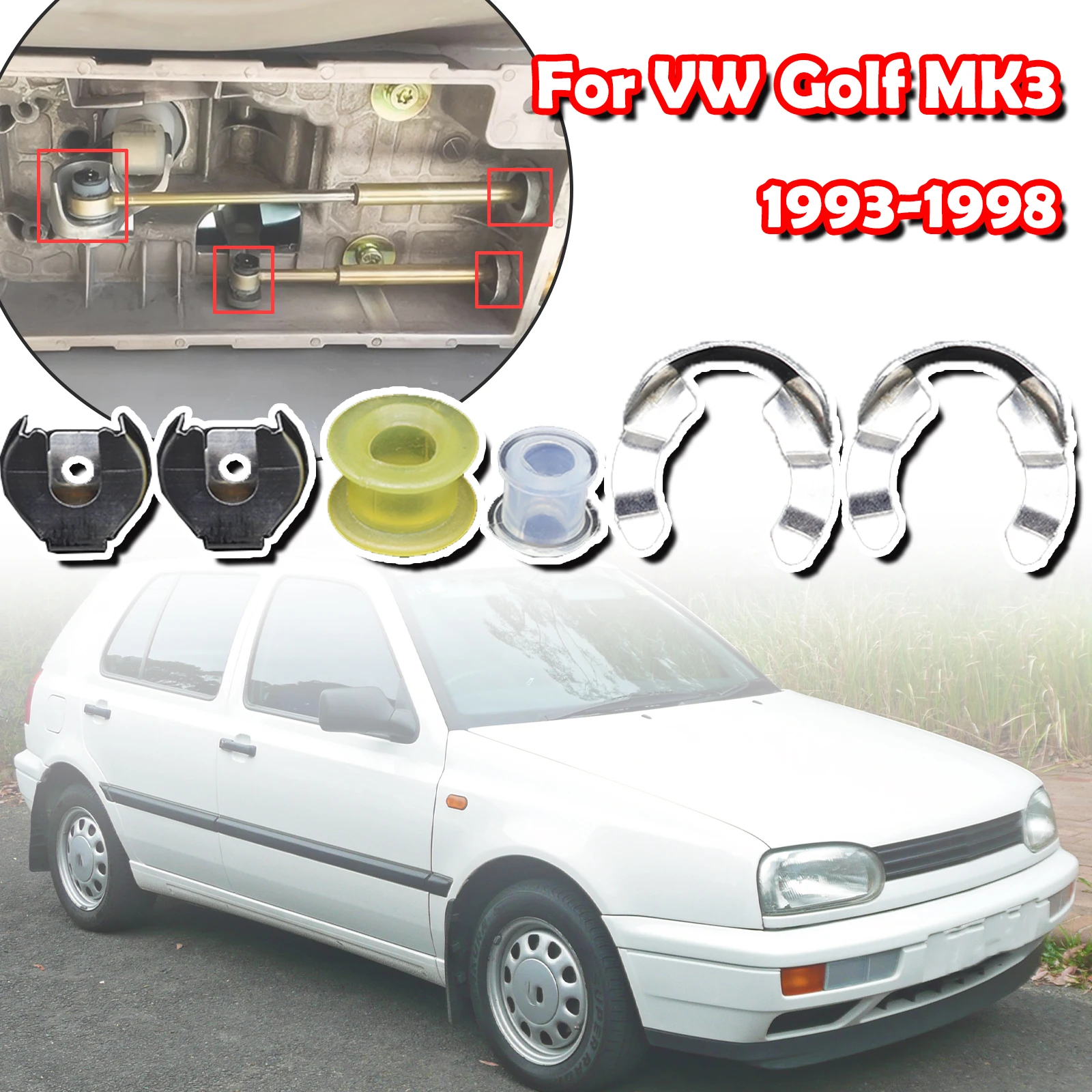 Manual Trans Gearshift Cable Control Bushing Kit For VW Golf MK3 1993-1998 Lock Washer Selector Linkage End Rod Gearbox Replace